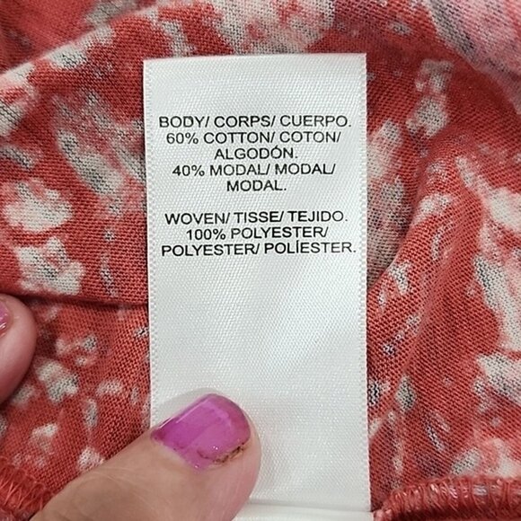 Lucky Brand Ruffle top boho 3/4 sleeve cotton and modal floral Medium - Picture 5 of 9